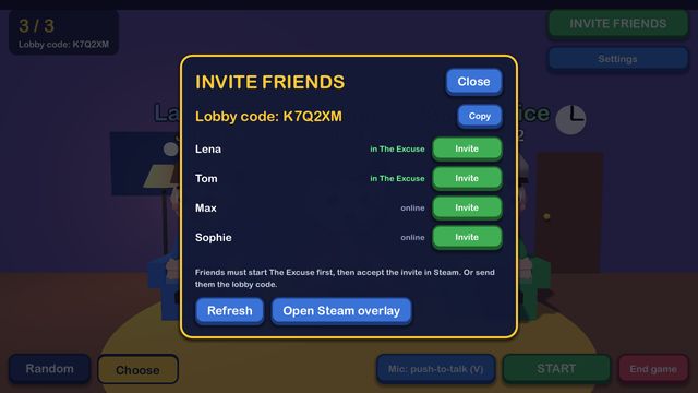 Invite Steam friends in-game